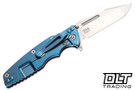 Hinderer Eklipse Skinny Fullered Harpoon Spanto MagnaCut - Blue Anodized Titanium - Stonewashed Blade - Orange G-10 - Back