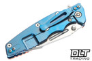 Hinderer Eklipse Skinny Fullered Harpoon Spanto MagnaCut - Blue Anodized Titanium - Stonewashed Blade - Orange G-10