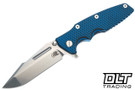 Hinderer Eklipse Skinny Fullered Harpoon Spanto MagnaCut - Blue Anodized Titanium - Stonewashed Blade - Blue & Black G-10