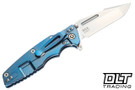 Hinderer Eklipse Skinny Fullered Harpoon Spanto MagnaCut - Blue Anodized Titanium - Stonewashed Blade - Blue & Black G-10 - Back