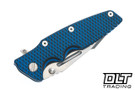Hinderer Eklipse Skinny Fullered Harpoon Spanto MagnaCut - Blue Anodized Titanium - Stonewashed Blade - Blue & Black G-10