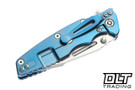 Hinderer Eklipse Skinny Fullered Harpoon Spanto MagnaCut - Blue Anodized Titanium - Stonewashed Blade - Blue & Black G-10