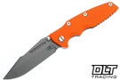 Hinderer Eklipse Skinny Non Flipper Fullered Harpoon Spanto MangaCut - Battle Blue Anodized Titanium - Working Finish Blade - Orange G-10