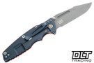 Hinderer Eklipse Skinny Non Flipper Fullered Harpoon Spanto MangaCut - Battle Blue Anodized Titanium - Working Finish Blade - Orange G-10 - Back