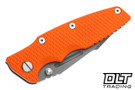 Hinderer Eklipse Skinny Non Flipper Fullered Harpoon Spanto MangaCut - Battle Blue Anodized Titanium - Working Finish Blade - Orange G-10