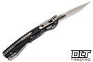 Microtech Amphibian Mini Ram-Lok S/E - Black Frag Handle - Stonewash Blade - 137MRL-10FR