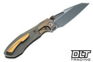 Null Voodoo Doll - Stonewash Bronze Titanium Bolster - Green Micarta - Dark Stonewash & Satin Vanax Blade
