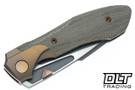 Null Voodoo Doll - Stonewash Bronze Titanium Bolster - Green Micarta - Dark Stonewash & Satin Vanax Blade