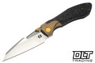 Null Voodoo Doll - Stonewash Bronze Titanium Bolster - Marbled Carbon Fiber - Belt Satin Vanax Blade