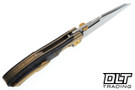 Null Voodoo Doll - Stonewash Bronze Titanium Bolster - Marbled Carbon Fiber - Belt Satin Vanax Blade