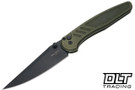 Pro-Tech Avalon - Battleworn Knurled Green Aluminum - Black DLC MagnaCut Blade
