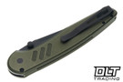 Pro-Tech Avalon - Battleworn Knurled Green Aluminum - Black DLC MagnaCut Blade