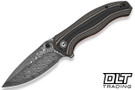 Civivi Vyrent C25037B-DS1 - Contoured Black Tan & Orange G-10 - Damascus Blade