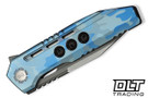 WE Knife Gunwale WE24048-3 - Blue Terrain Titanium - Hand Polished Satin Gray Stonewash Flat M390 Blade