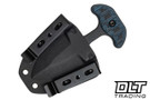 TOPS I-Stick Mini Push Dagger - Black Blue G-10 - Black Traction Coated 1075 Fixed Blade