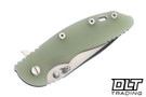 Hinderer 3.5" XM-18 Spanto MagnaCut - Stonewashed Titanium & Blade - Translucent Green G-10