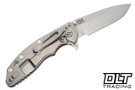 Hinderer 3.5" XM-18 Spanto MagnaCut - Stonewashed Titanium & Blade - Orange & Black G-10 - Back