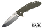 Hinderer 3.5" XM-18 Spanto MagnaCut - Bead Blasted Titanium - Stonewashed Blade - OD Green G-10