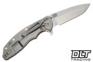 Hinderer 3.5" XM-18 Spanto MagnaCut - Bead Blasted Titanium - Stonewashed Blade - Coyote G-10 - Back