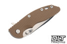 Hinderer 3.5" XM-18 Spanto MagnaCut - Bead Blasted Titanium - Stonewashed Blade - Coyote G-10