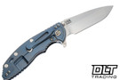 Hinderer 3.5" XM-18 Spanto MagnaCut - Bead Blasted Blue Titanium - Stonewashed Blade - Blue & Black G-10 - Back
