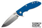 Hinderer 3.5" XM-18 Spanto MagnaCut - Bead Blasted Blue Titanium - Stonewashed Blade - Blue G-10