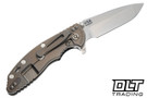 Hinderer 3.5" XM-18 Spanto MagnaCut - Bead Blasted Bronze Titanium - Stonewashed Blade - Black G-10 - Back