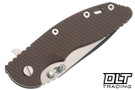 Hinderer 3.5" XM-18 Spanto MagnaCut - Bead Blasted Bronze Titanium - Stonewashed Blade - FDE G-10