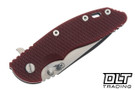 Hinderer 3.5" XM-18 Spanto MagnaCut - Stonewashd Black DLC Titanium - Stonewashed Blade - Red G-10