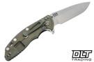 Hinderer 3.5" XM-18 Spanto MagnaCut - Battle Green Anodized Titanium - Stonewashed Blade - Black G-10 - Back