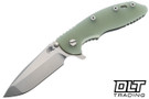 Hinderer 3.5" XM-18 Spanto MagnaCut - Battle Green Anodized Titanium - Stonewashed Blade - Translucent Green G-10