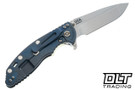 Hinderer 3.5" XM-18 Spanto MagnaCut - Battle Blue Anodized Titanium - Stonewashed Blade - Translucent Green G-10 - Back