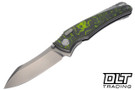 Hawk Talon - Titanium Handle - Toxic Green FatCarbon Overlay - Brightwash M390 Blade
