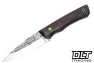 Darlington Edgecraft Freyja - Wenge - Forest & Lime G-10 Pinstripes - Black Micarta Liners - Tapered A2 Blade - Convex Grind