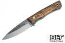 Darlington Edgecraft Freyja - Bocote - Tiffany G-10 Pinstripes - Black Micarta Liners - Tapered A2 Blade - Convex Grind