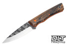 Darlington Edgecraft Freyja - Bocote - Orange G-10 Pinestripes - Natural Micarta Liners - Tapered Nitro-V Blade - Convex Grind
