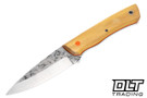 Darlington Edgecraft Freyja - Yellow Heart - Orange & Black G-10 Pinstripes - Cream G-10 Liners - Tapered A2 Blade - Convex Grind