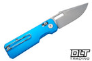 Vero Engineering Aura - Blue Aluminum - Stonewash Drop Point 14C28N Blade
