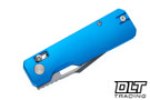 Vero Engineering Aura - Blue Aluminum - Stonewash Drop Point 14C28N Blade