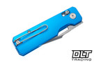 Vero Engineering Aura - Blue Aluminum - Stonewash Drop Point 14C28N Blade