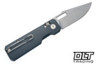 Vero Engineering Aura - Grey Aluminum - Stonewash Drop Point 14C28N Blade