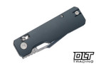 Vero Engineering Aura - Grey Aluminum - Damascus Drop Point Blade