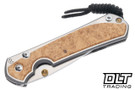 Chris Reeve Large Sebenza 31 - Polished Titanium & Blade - Box Elder Inlay - #52
