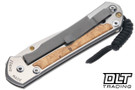 Chris Reeve Large Sebenza 31 - Polished Titanium & Blade - Box Elder Inlay - #52