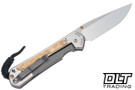 Chris Reeve Large Sebenza 31 - Polished Titanium & Blade - Box Elder Inlay - #53 - Back