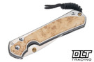 Chris Reeve Large Sebenza 31 - Polished Titanium & Blade - Box Elder Inlay - #53