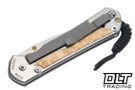 Chris Reeve Large Sebenza 31 - Polished Titanium & Blade - Box Elder Inlay - #53
