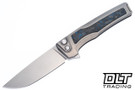 MachineWise Sonora - Zirblast Titanium - Blue Carbon Inlay - Stonewash S90V Blade - 077