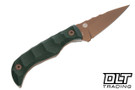 Auxiliary Manufacturing Karl Jr Deadhead - Green Micarta - Rose Gold PVD 14C28N Blade