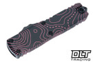Microtech UTX-85 S/E Gen IV - Black and Pink Camo Handle - Topographic Blade - Signature Series - 12314-1TPBKPKCS